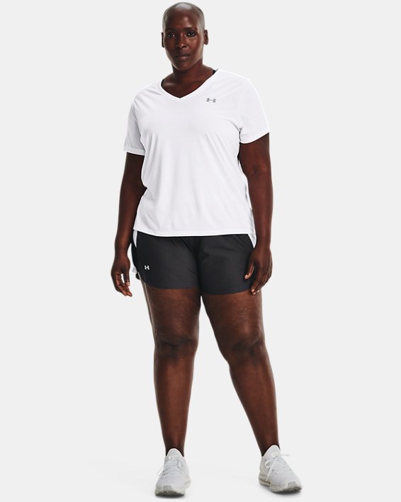 Women's UA Play Up Side Stripe Shorts, Gray, pdpMainDesktop image number 2